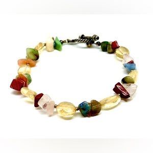 Vintage Yellow Quartz Jasper Multi Stone .925 Sterling Silver SS Toggle Bracelet